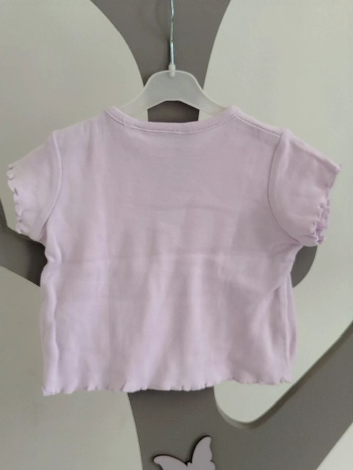 Tee-shirt manches courtes lilas Cadet Rousselle taille 3 mois - photo numéro 2