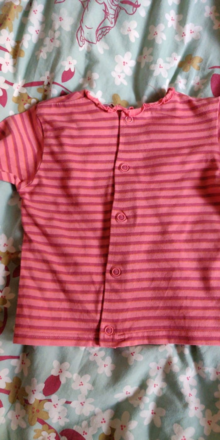 T-shirt rose rayée confetti 6 mois - photo numéro 3