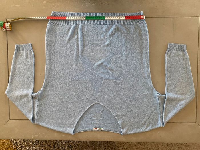 Pull Made in Italy bleu ciel argenté avec étoiles taille M - photo numéro 14