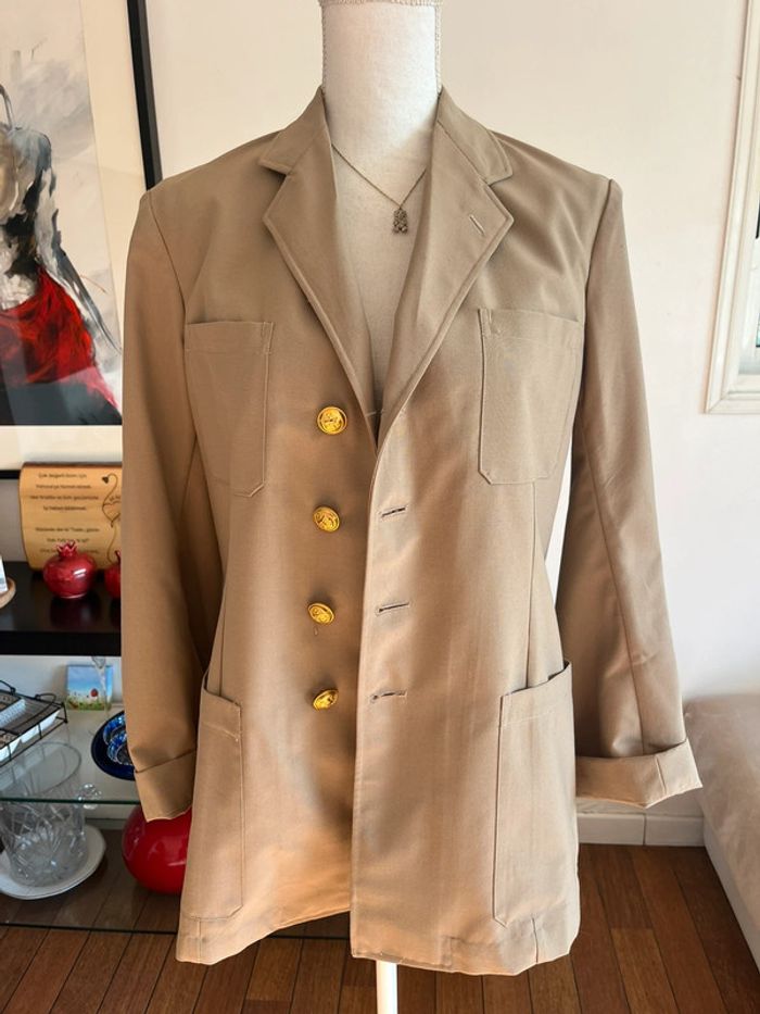 Blazer long beige style officier marin fait main 40/42 - photo numéro 2