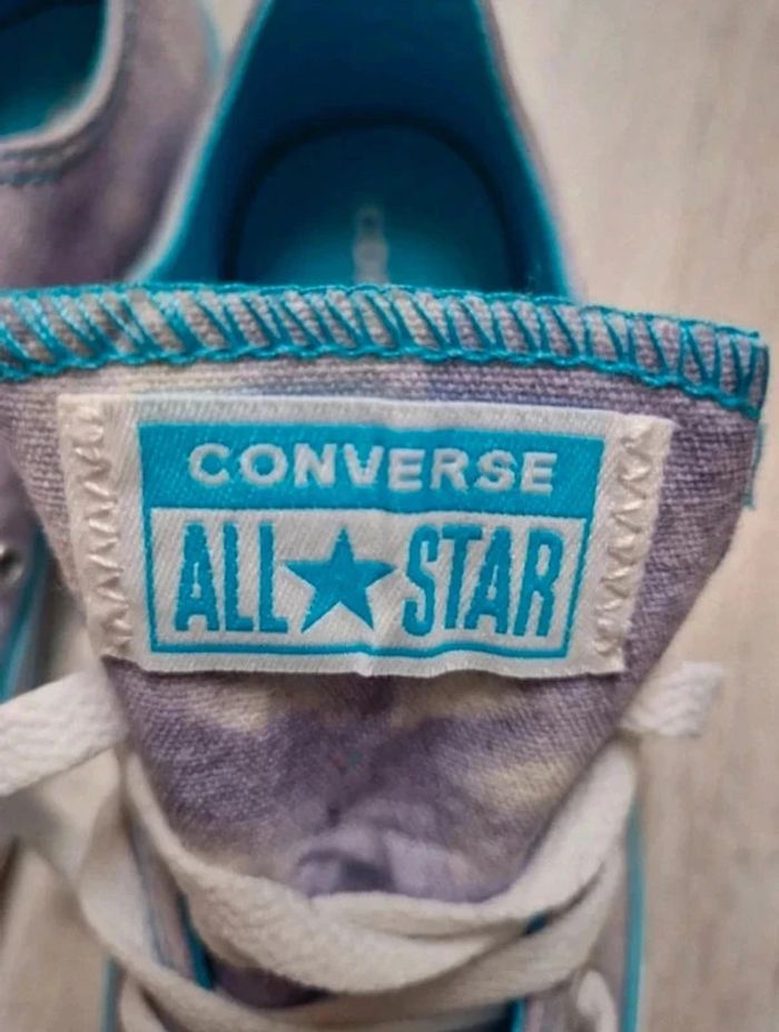 Converse basses neuves 35,5 tye and die : violettes, blanches et turquoise - photo numéro 5