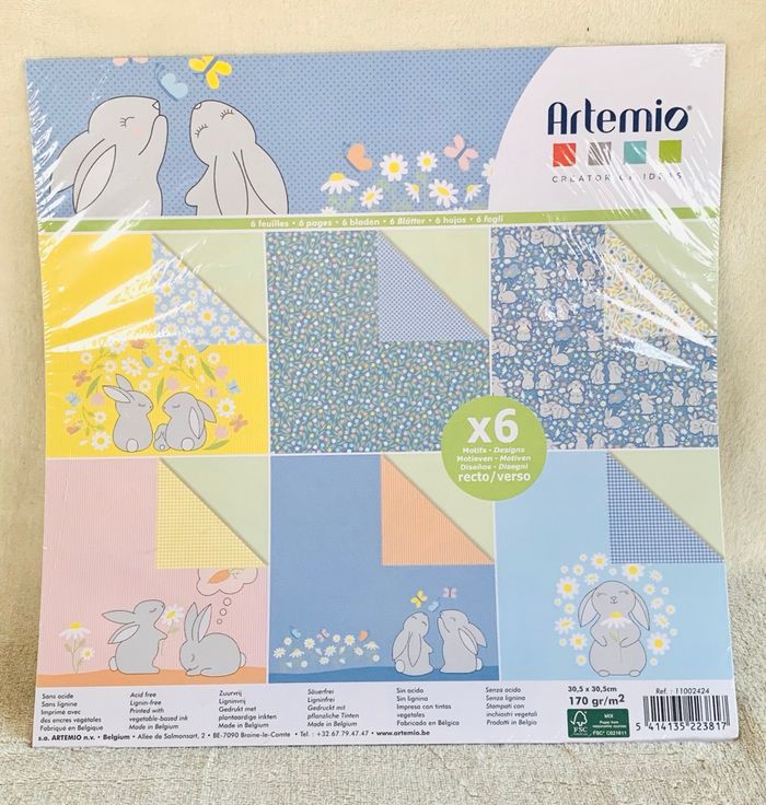 Bloc de 6 feuilles Artemio thème Pâques recto verso