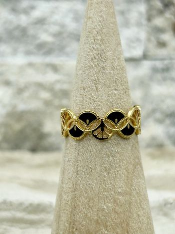 Bague dorée  et noire en acier inoxydable
