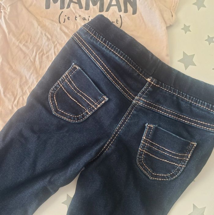 🌴 Ensemble fille taille 9 mois pantalon jean et t-shirt j'aime maman - photo numéro 4