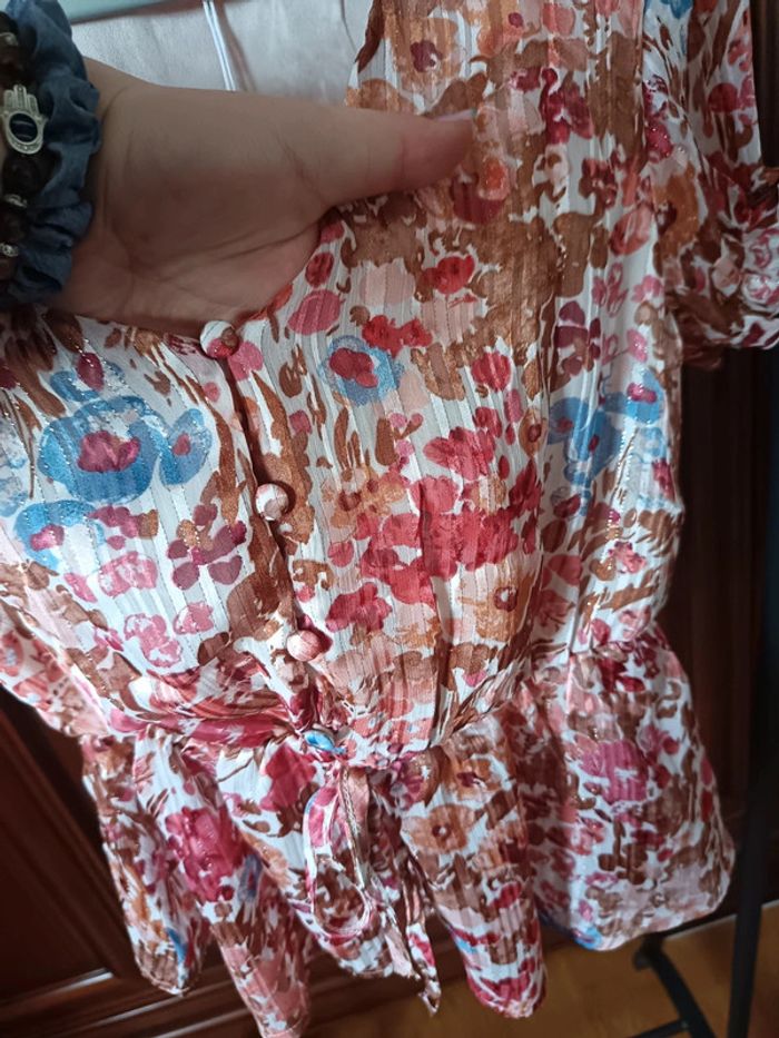 Blouse Lilie Rose fleurie S/M - photo numéro 4