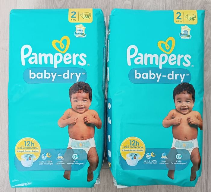 116 couches Pampers baby dry taille 2 - 4 à 8 kg