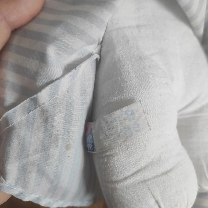 Doudou Poupée bleue tissu rayé Sucre d'Orge 26 cm Robe Chemise De Nuit Bonnet - photo numéro 3