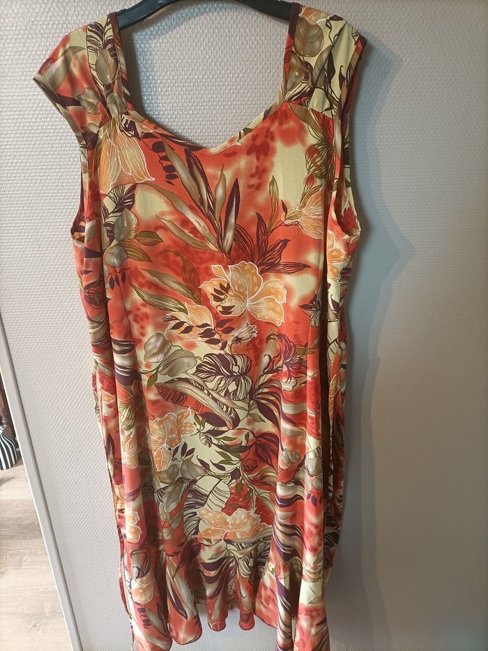 Robe fleuri mi longue orange