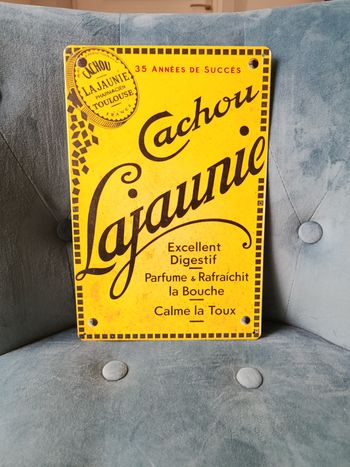 Plaque métal Cachou Lajaunie neuve 20x30cm