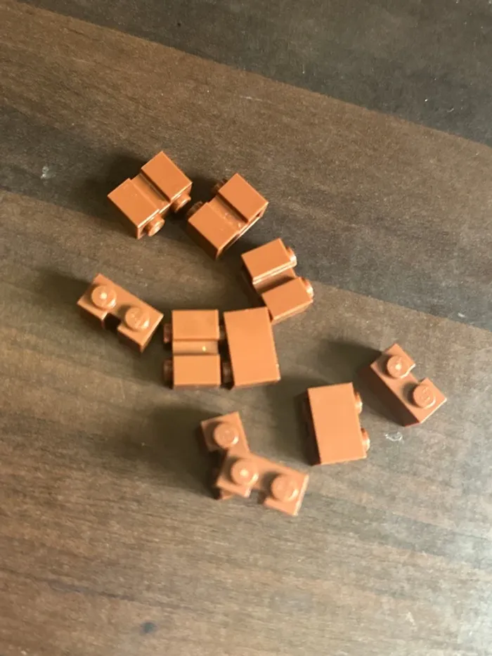 10 Brick Lego, Modified 1 x 2 with Channel ref 4216 Reddish Brown
