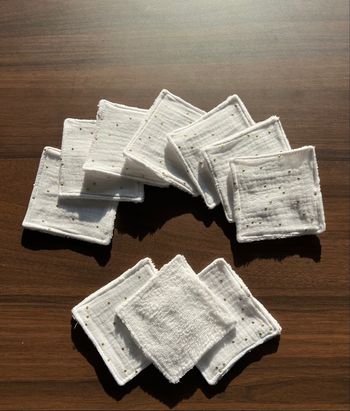 Lot 10 carrés cotons lavables réutilisables