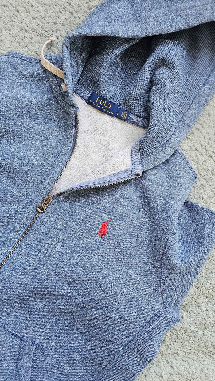 Sweat à capuche zippé Polo Ralph Lauren - Bleu chiné - Taille S - photo numéro 1