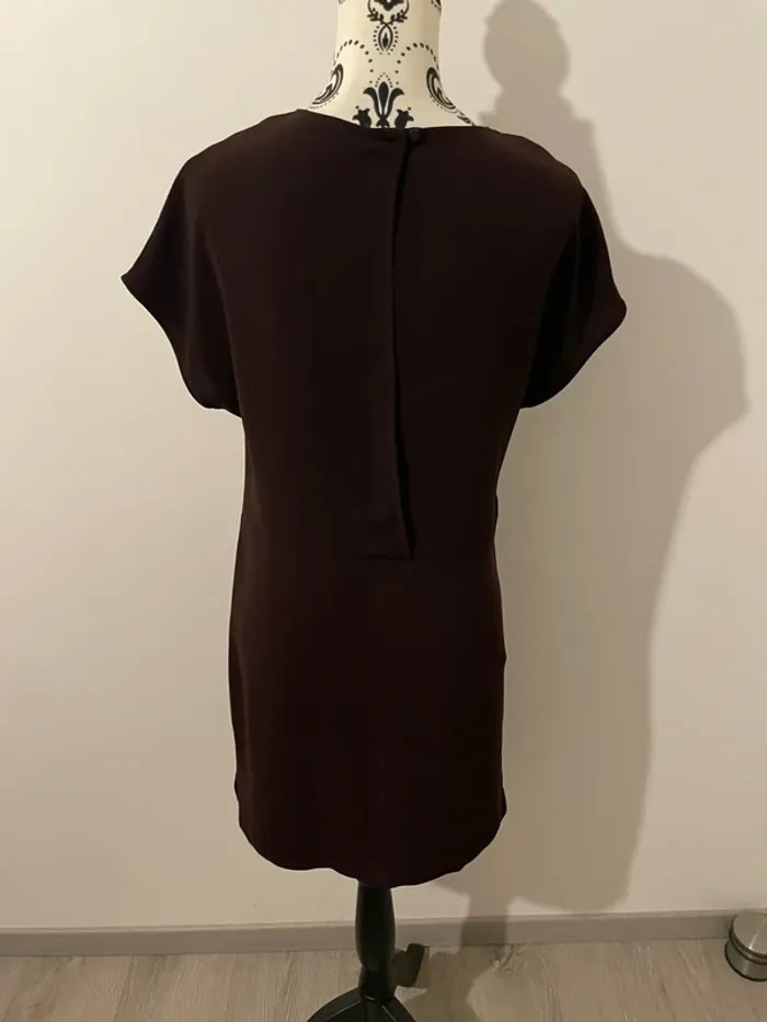 Robe bordeaux foncé mango taille XS perle col - photo numéro 6