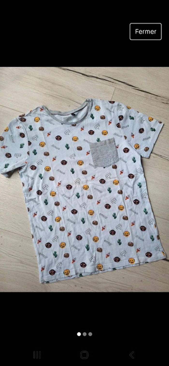 Tee-shirt blanc ikks emoji 14 ans garçon