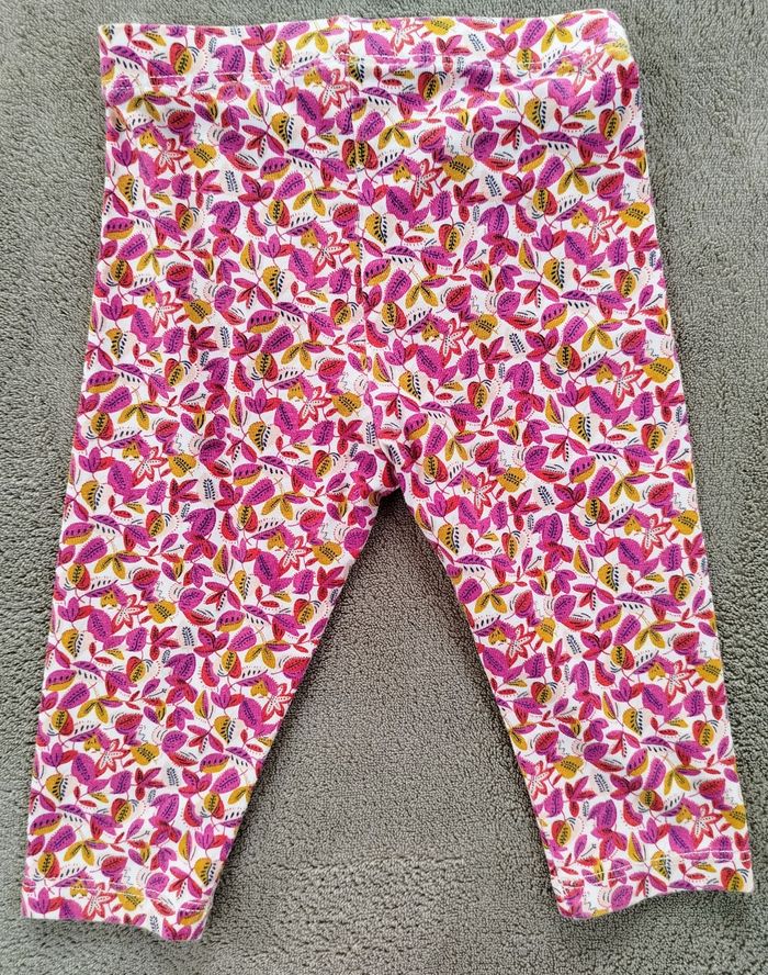 Lot de 2 leggings bébé fille - motifs fleuris - 6 mois - photo numéro 2