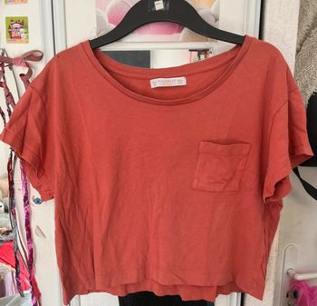 Crop top avec pochette, corail, Pull & Bear, S