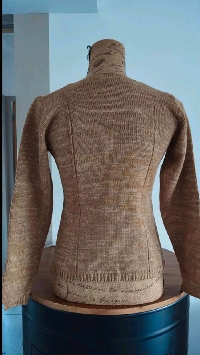 Pull  marron beige  fil  doré taille  38/40 - photo numéro 7