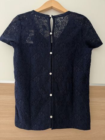 Haut t-shirt dentelle bleu marine nafnaf taille xs neuf avec étiquette