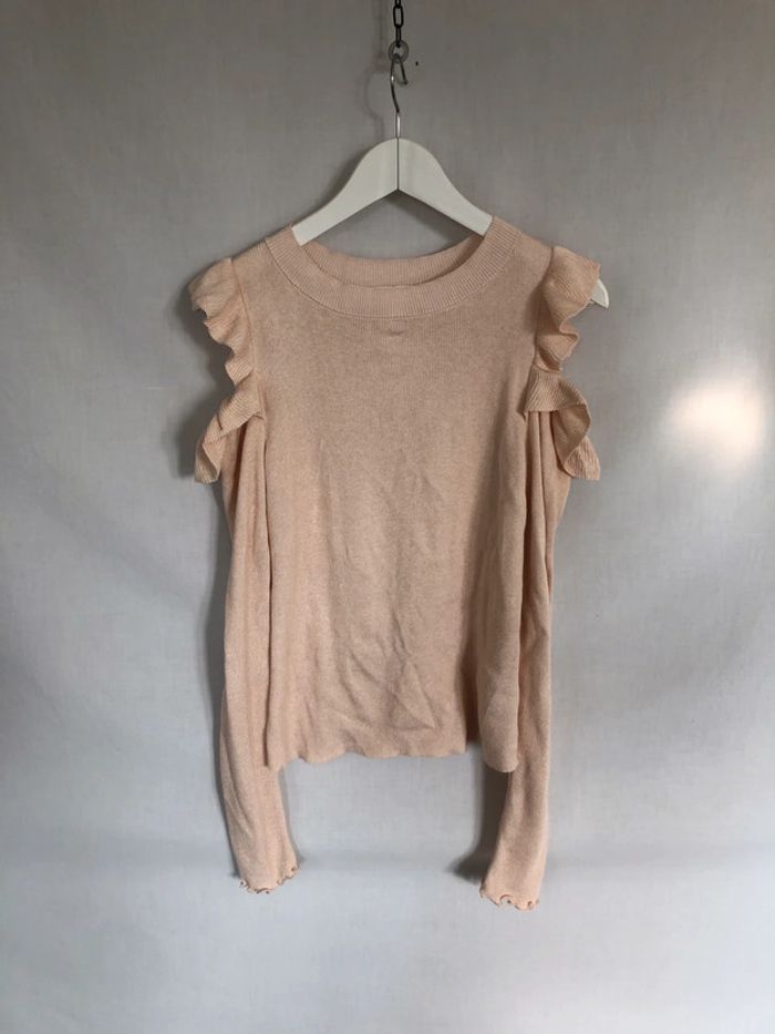 Haut rose pâle épaules dénudées volantées H&M bon état taille S / 36 38 - photo numéro 9