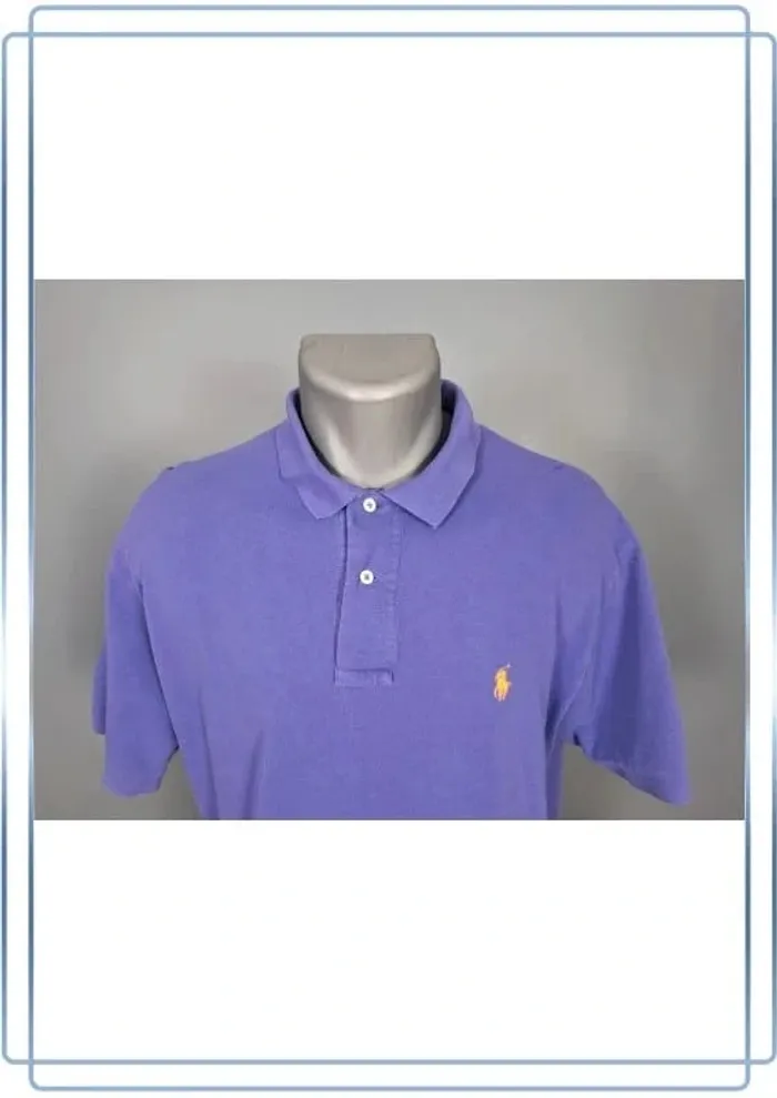 Polo Ralph Lauren violet  - taille L  homme - 100% coton- logo brodé orange (364) - photo numéro 3