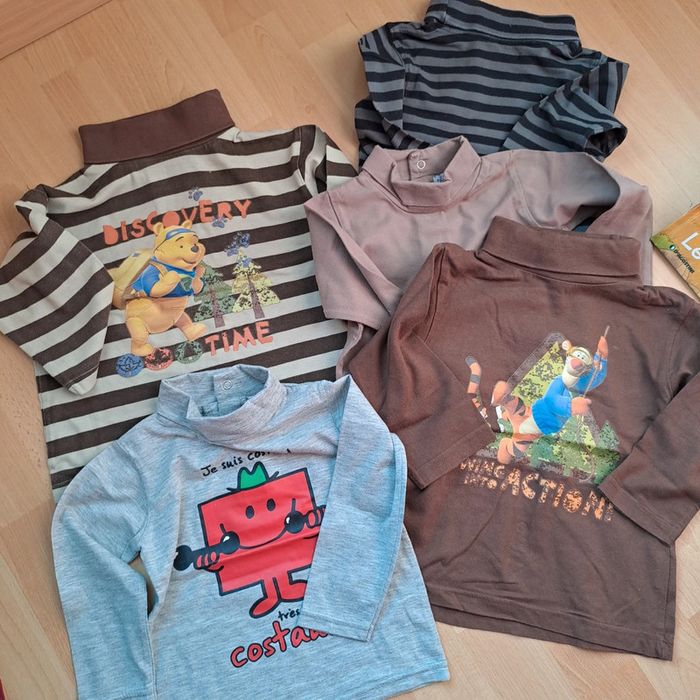 Lot 5 tee-shirts manches longues col roulé #Disney