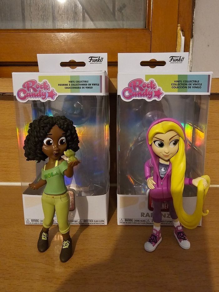 Figurines rock candy disney / princesse tiana et raiponce