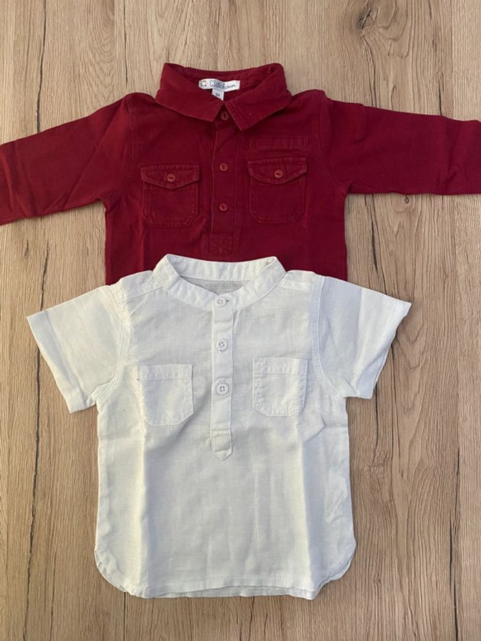3 T-shirts manches longues et courtes 6 mois