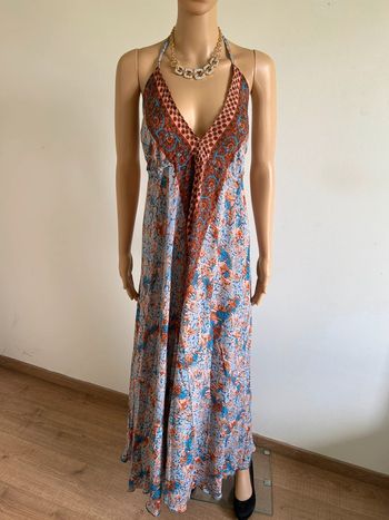 Robe longue neuve en soie avec dos nu Trebol taille S