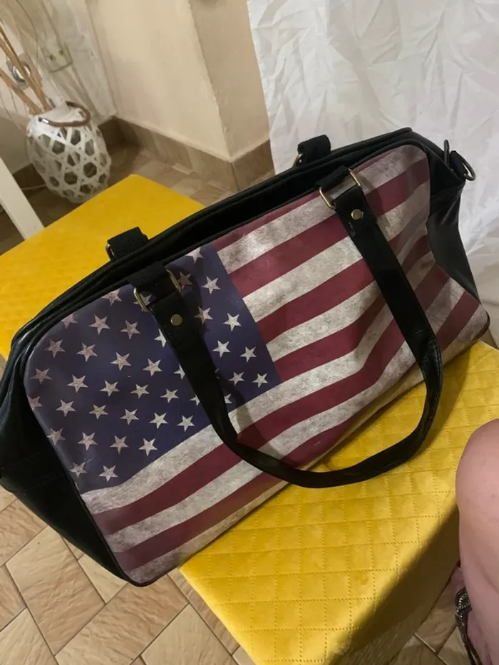 Sac à main fourre-tout  drapeau États-Unis devant et noir - photo numéro 2