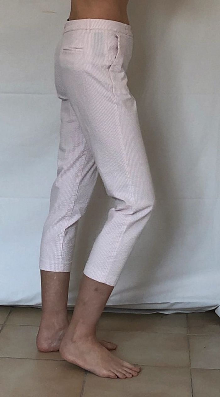 Pantalon stretch sept huitième rayures roses Benetton taille 34 neuf - photo numéro 14