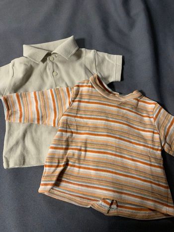 Polo crème/beige et tee shirt orange bébé 3 mois