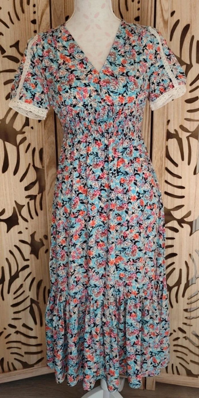 Robe mi longue imprimée fleurie - photo numéro 2