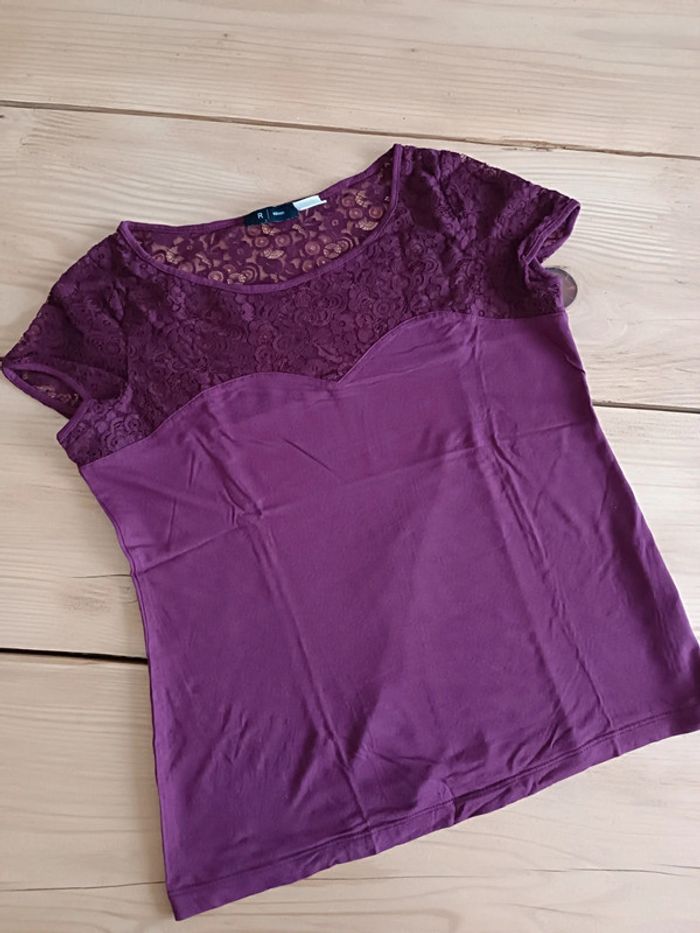 Tee-shirt dentelle bordeaux 38-40 neuf