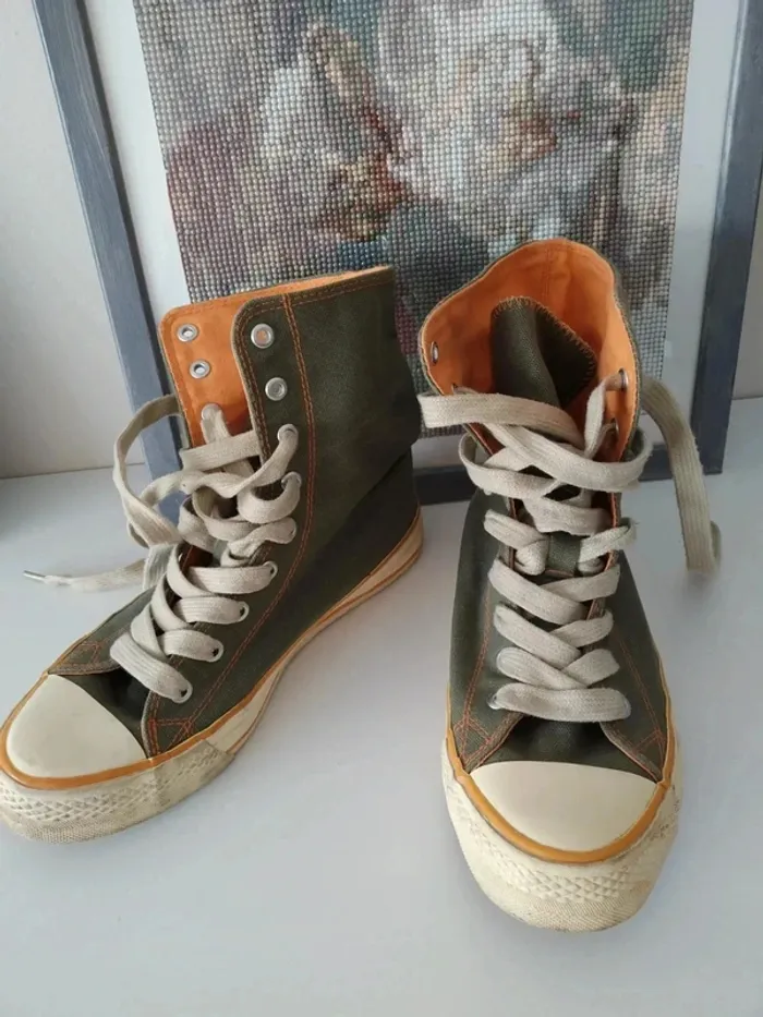Baskets en toile kaki style convers taille 37