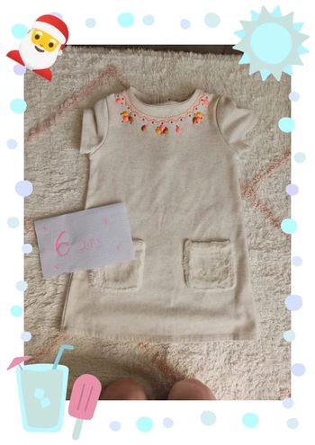 robe autonme hiver chaude taille 6 ans dpam Perle fourrure et broderie couleur beige