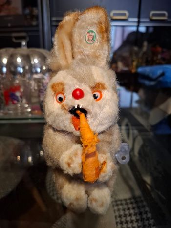 Lapin mécanique automate fourrure peluche Carl West Germany Original vintage Antman Ant-Man Ant man