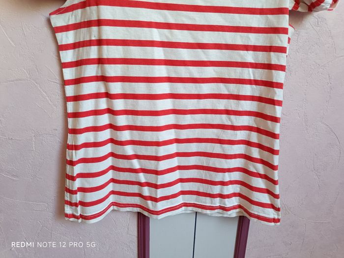 Tee-shirt rayé rouge- blanc T.42/44 - photo numéro 4