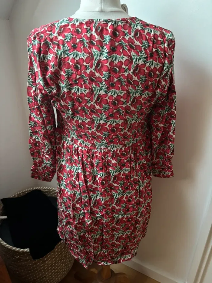 Superbe robe très légère en Viscose rouge crème et vert - An’ge - T38 - photo numéro 8
