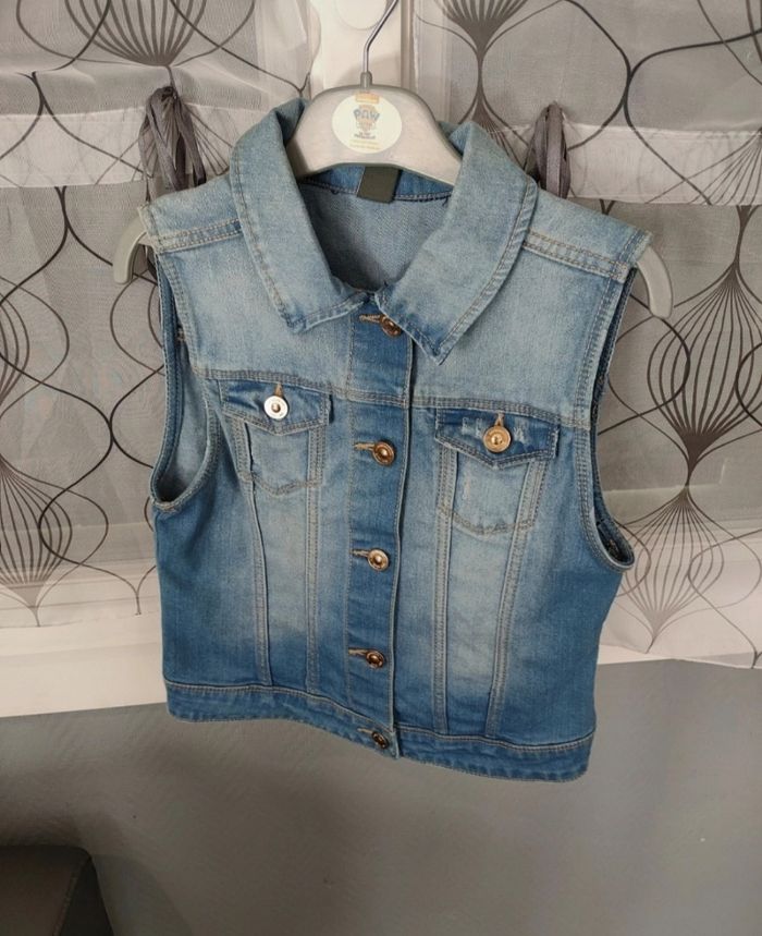 Veste en jean sans manche fille 10 ans