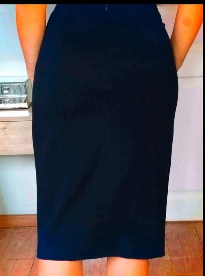 Jupe  mi-longue  Marine - Viscose  Nylon -  L  - Parfait  État - photo numéro 4