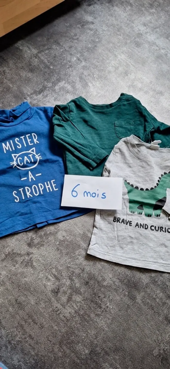Lot de 3 tee shirt manches longues 6M