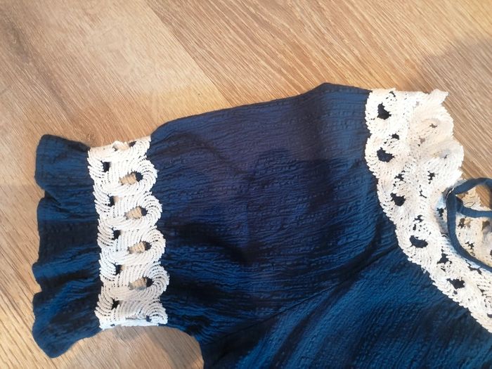 Croque top bleu avec dentelle - photo numéro 2