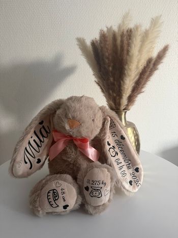 Peluche lapin personnalisable - modèle beige 
