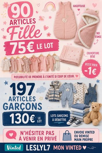 Lots vêtement fille et garçon. 