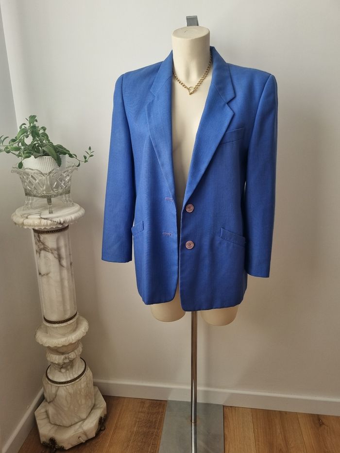 Veste blazer bleu violet vintage - photo numéro 8