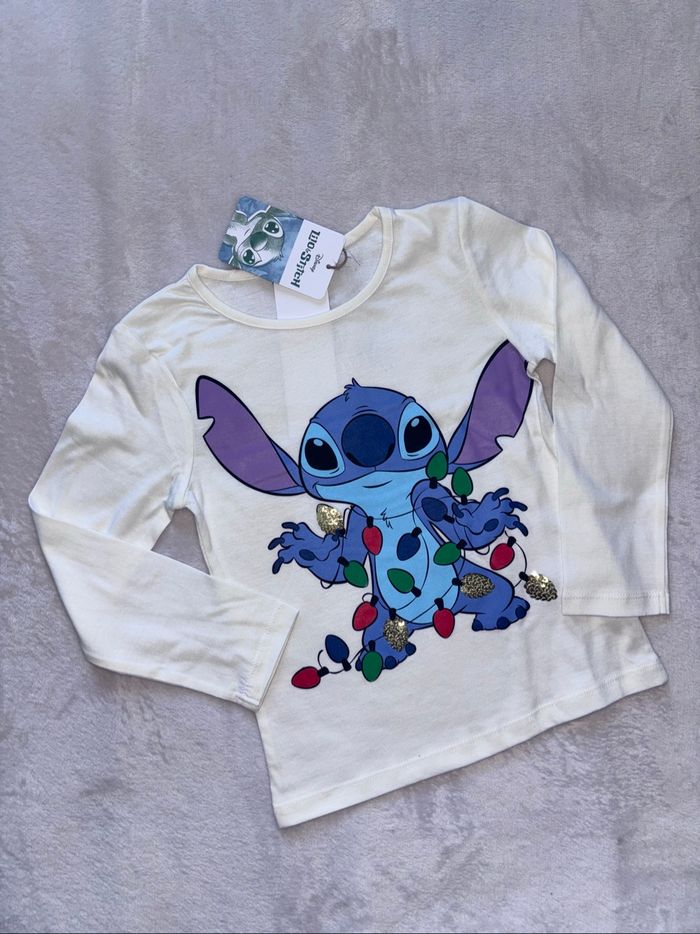 T-shirt de noel stitch blanc