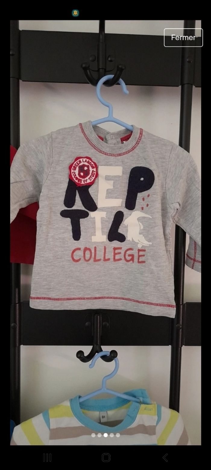 Lot de 4 t-shirts manches longues taille 6 Mois - photo numéro 3