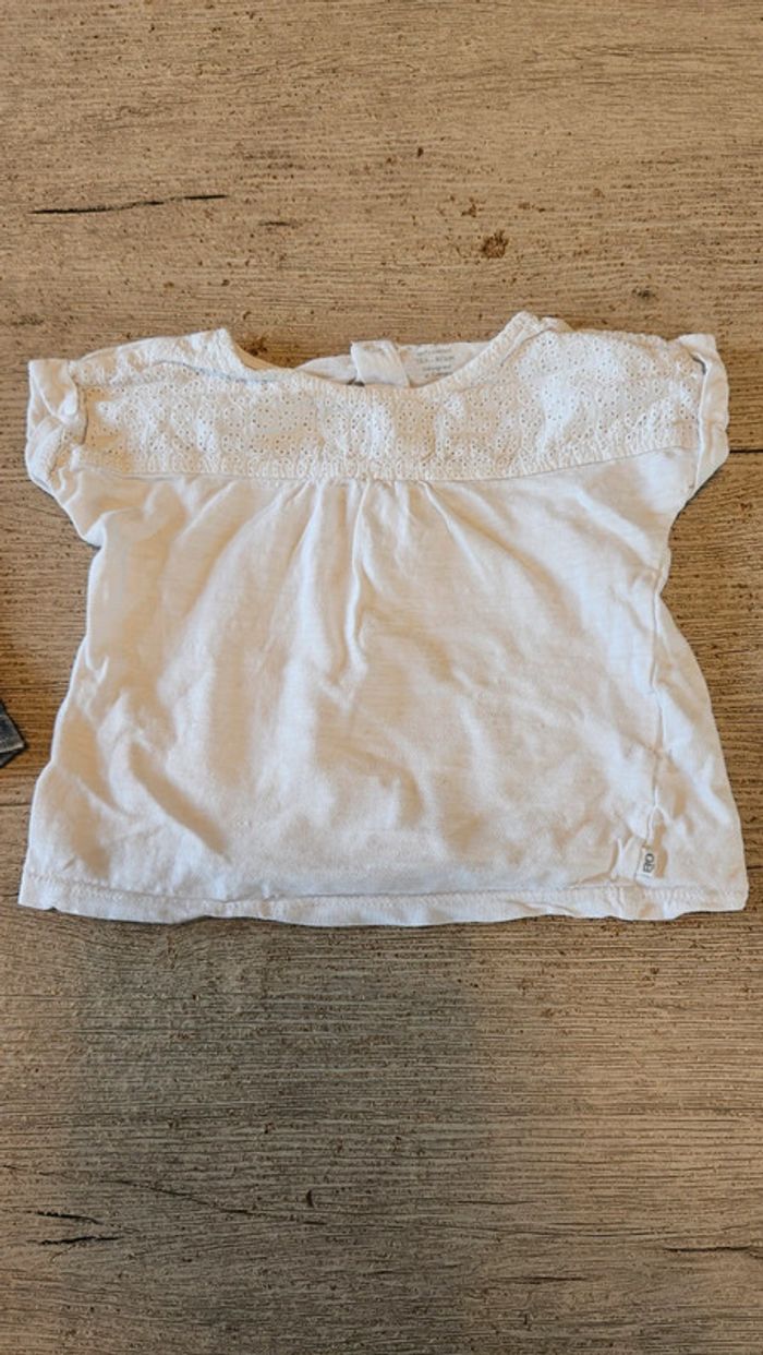 Robe salopette en jean s bleu Zara baby avec 1 t shirt blanc Obaïbi, 18 mois - photo numéro 5