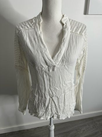 Blouse broderies dentelle blanche H&M T36 S