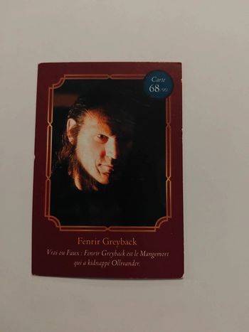 🃏 Carte Harry Potter (Auchan) - Wizarding World - Fenrir Greyback 68/90
